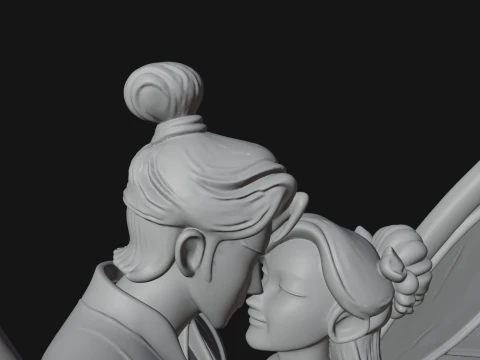 Butterfly Winged Couple Statue Design 4 - 3D Print Model 3D Print Model