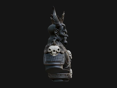 Crowned Horned Demon King Bust Statue Design 3 - 3D Print Model 3D Print Model