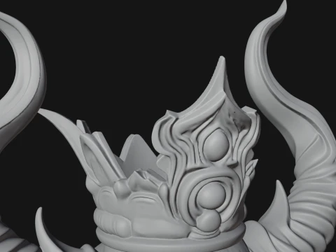 Crowned Horned Demon King Bust Statue Design 3 - 3D Print Model 3D Print Model
