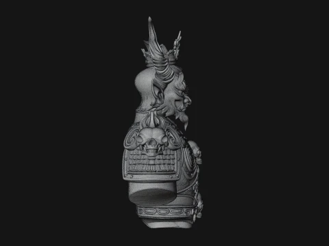 Crowned Horned Demon King Bust Statue Design 3 - 3D Print Model 3D Print Model