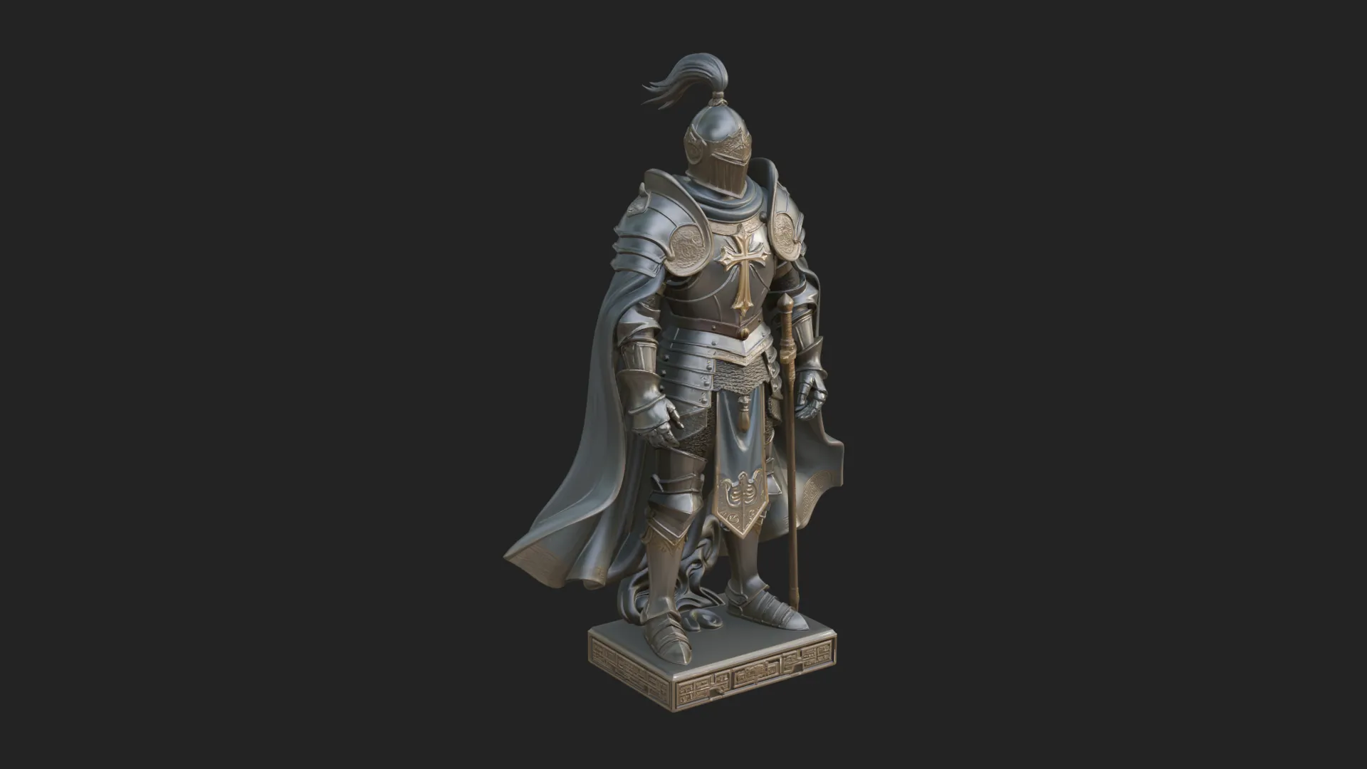 Holy Knight Statue Design 5 - 3D Print Model 3D Print Model .c4d .max .obj .3ds .fbx .stl .blend 