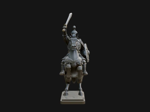 Mounted Asian Warrior Statue Design 2 - 3D Print Model 3D Print Model