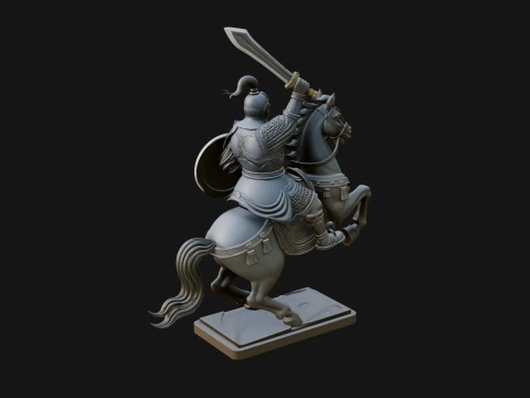 Mounted Asian Warrior Statue Design 2 - 3D Print Model 3D Print Model