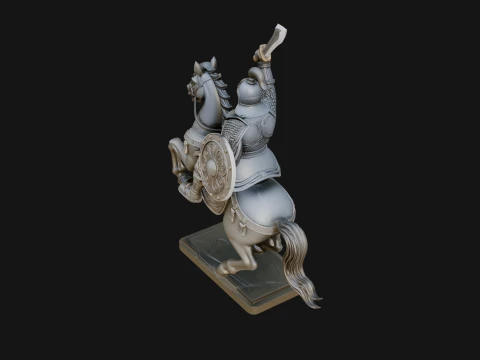 Mounted Asian Warrior Statue Design 2 - 3D Print Model 3D Print Model