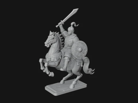 Mounted Asian Warrior Statue Design 2 - 3D Print Model 3D Print Model