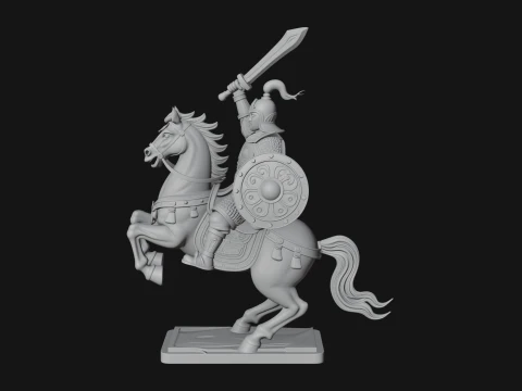 Mounted Asian Warrior Statue Design 2 - 3D Print Model 3D Print Model