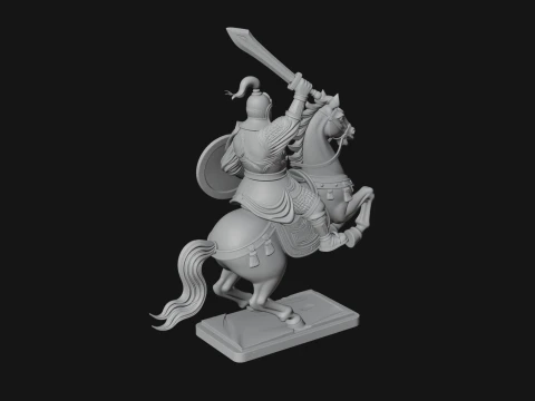 Mounted Asian Warrior Statue Design 2 - 3D Print Model 3D Print Model