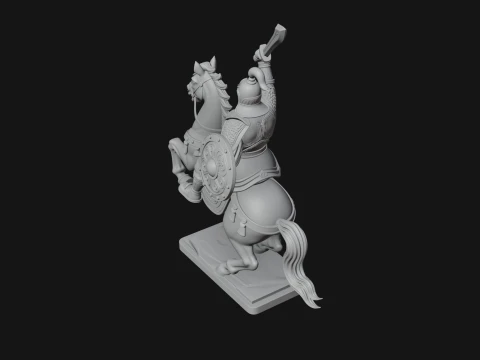 Mounted Asian Warrior Statue Design 2 - 3D Print Model 3D Print Model