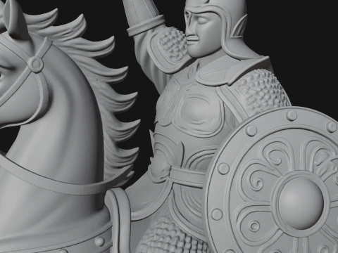 Mounted Asian Warrior Statue Design 2 - 3D Print Model 3D Print Model