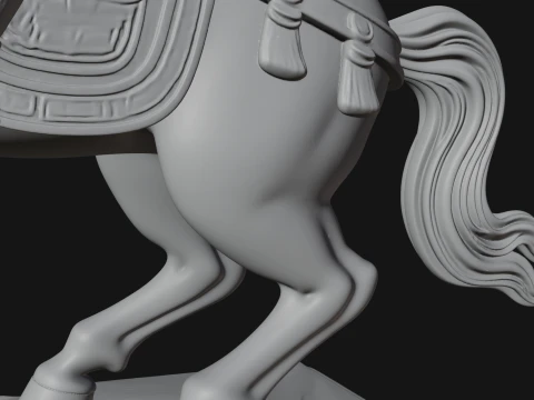 Mounted Asian Warrior Statue Design 2 - 3D Print Model 3D Print Model
