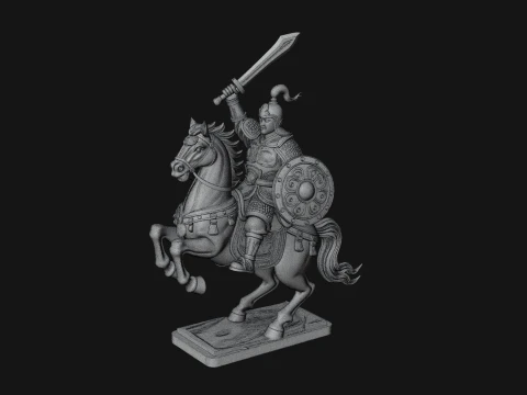 Mounted Asian Warrior Statue Design 2 - 3D Print Model 3D Print Model