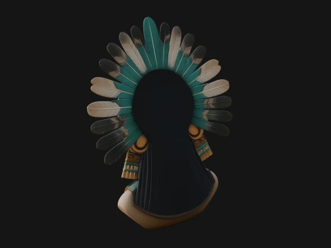 Aztec Warrior Bust Statue Design 2 - 3D Print Model 3D Print Model