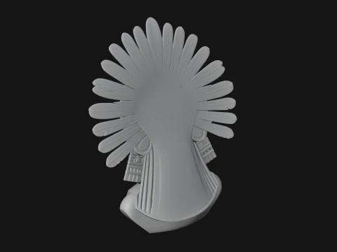 Aztec Warrior Bust Statue Design 2 - 3D Print Model 3D Print Model