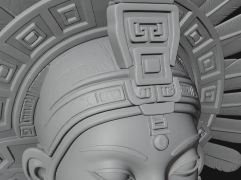 Aztec Warrior Bust Statue Design 2 - 3D Print Model 3D Print Model