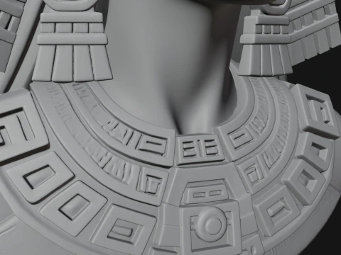 Aztec Warrior Bust Statue Design 2 - 3D Print Model 3D Print Model