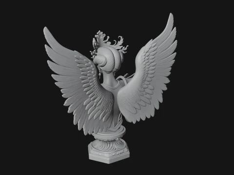 Crowned Winged Angel Bust Statue Design 5 - 3D Print Model 3D Print Model