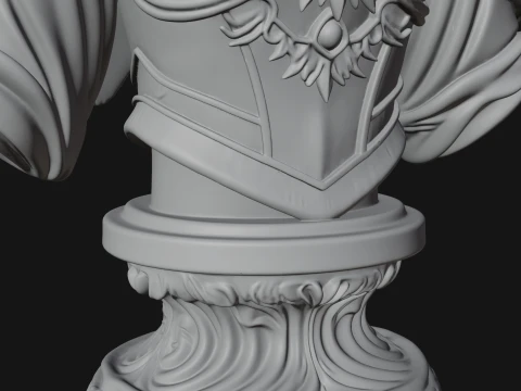 Crowned Winged Angel Bust Statue Design 5 - 3D Print Model 3D Print Model