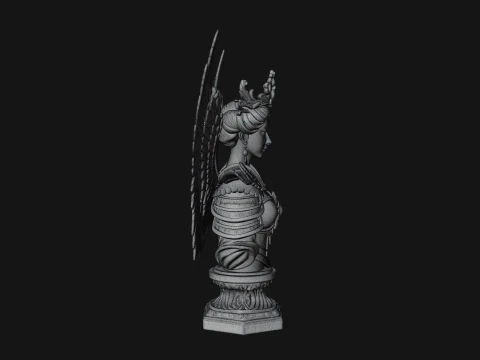 Crowned Winged Angel Bust Statue Design 5 - 3D Print Model 3D Print Model