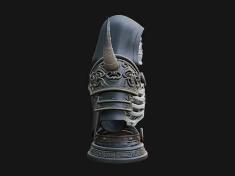 Hooded Skeleton Reaper Bust Statue Design 8 - 3D Print Model 3D Print Model