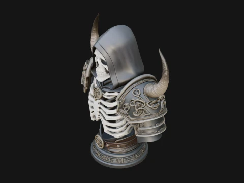 Hooded Skeleton Reaper Bust Statue Design 8 - 3D Print Model 3D Print Model
