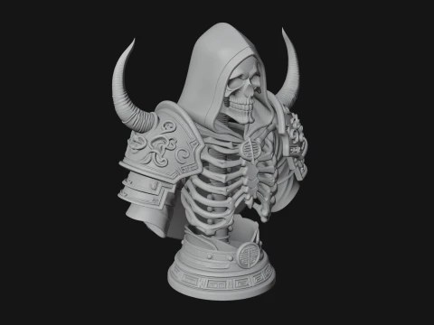 Hooded Skeleton Reaper Bust Statue Design 8 - 3D Print Model 3D Print Model