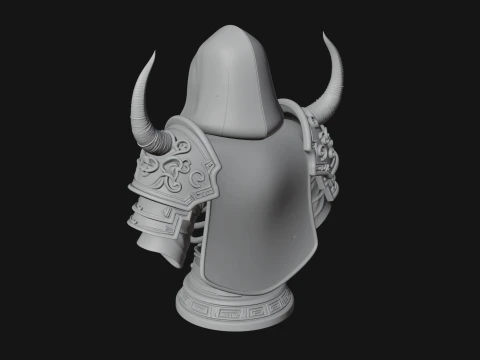 Hooded Skeleton Reaper Bust Statue Design 8 - 3D Print Model 3D Print Model