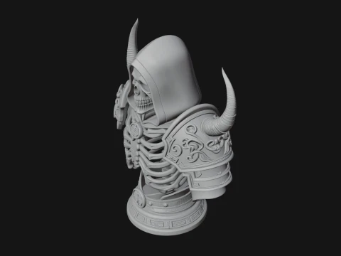 Hooded Skeleton Reaper Bust Statue Design 8 - 3D Print Model 3D Print Model