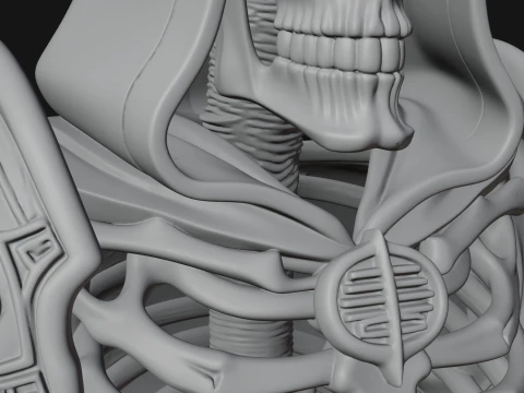 Hooded Skeleton Reaper Bust Statue Design 8 - 3D Print Model 3D Print Model