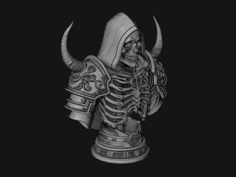 Hooded Skeleton Reaper Bust Statue Design 8 - 3D Print Model 3D Print Model