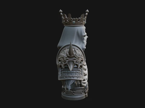 Crowned Skeleton King Bust Statue Design 9 - 3D Print Model 3D Print Model