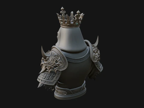 Crowned Skeleton King Bust Statue Design 9 - 3D Print Model 3D Print Model