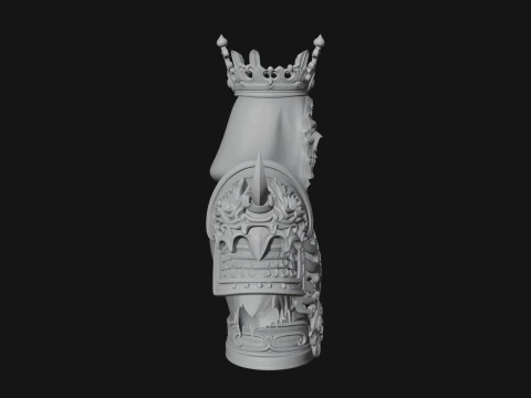 Crowned Skeleton King Bust Statue Design 9 - 3D Print Model 3D Print Model