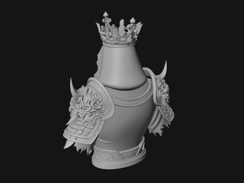 Crowned Skeleton King Bust Statue Design 9 - 3D Print Model 3D Print Model