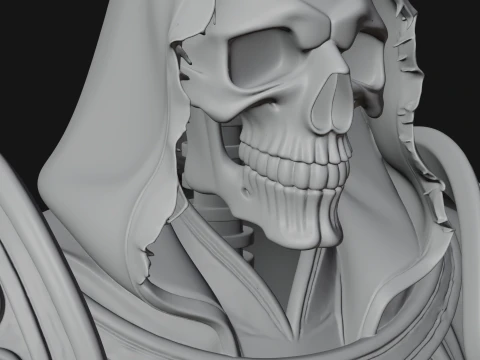 Crowned Skeleton King Bust Statue Design 9 - 3D Print Model 3D Print Model