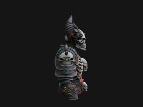 Horned Skull Skeleton Bust Statue Design 4 - 3D Print Model 3D Print Model