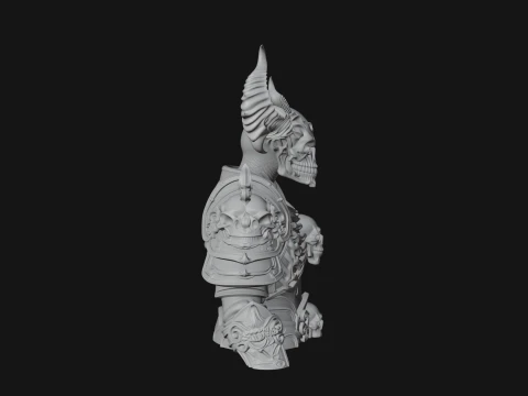 Horned Skull Skeleton Bust Statue Design 4 - 3D Print Model 3D Print Model