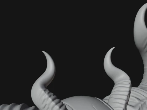 Horned Skull Skeleton Bust Statue Design 4 - 3D Print Model 3D Print Model