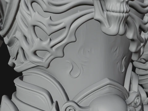Horned Skull Skeleton Bust Statue Design 4 - 3D Print Model 3D Print Model