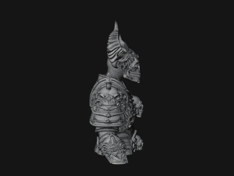 Horned Skull Skeleton Bust Statue Design 4 - 3D Print Model 3D Print Model