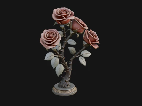 Carved Rose Ornament Design 6 - 3D Print Model 3D Print Model