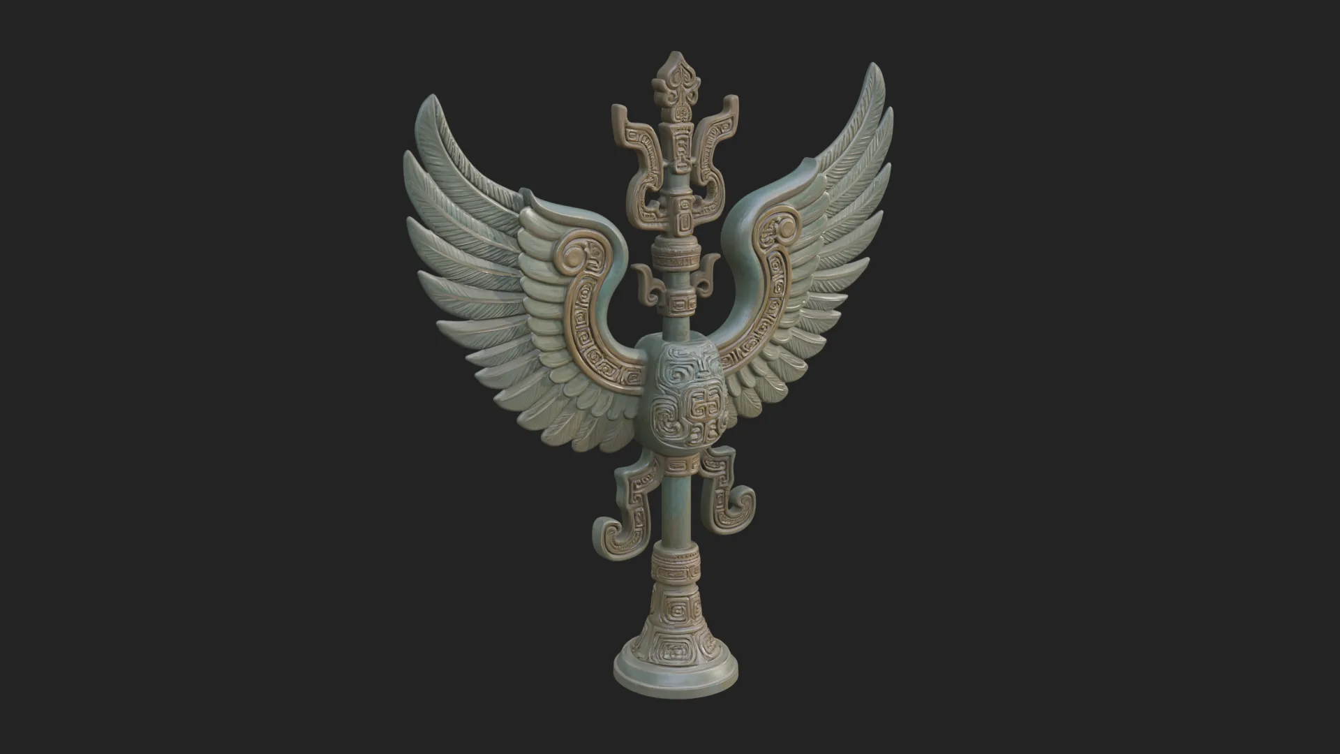 Winged Totem Ornament Design 3 - 3D Print Model 3D Print Model .c4d .max .obj .3ds .fbx .stl .blend 