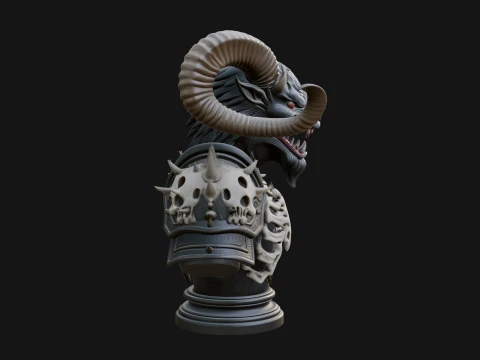 Horned Dragon Demon Bust Statue Design 4 - 3D Print Model 3D Print Model