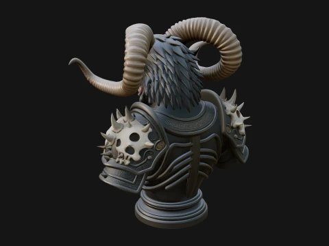 Horned Dragon Demon Bust Statue Design 4 - 3D Print Model 3D Print Model