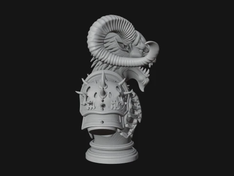 Horned Dragon Demon Bust Statue Design 4 - 3D Print Model 3D Print Model