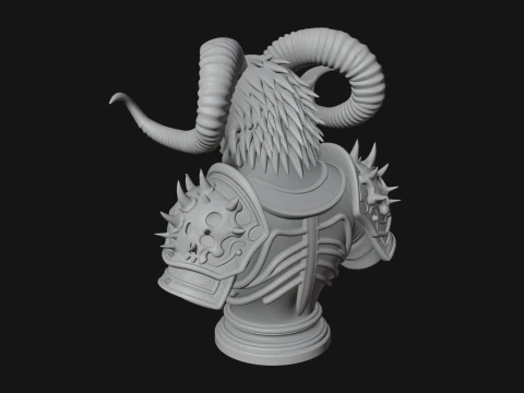 Horned Dragon Demon Bust Statue Design 4 - 3D Print Model 3D Print Model