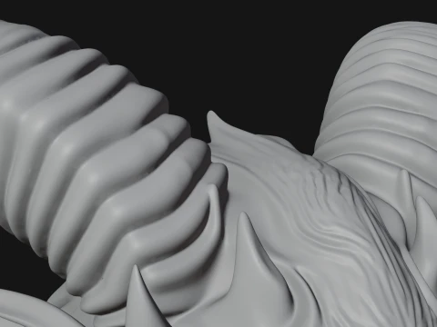 Horned Dragon Demon Bust Statue Design 4 - 3D Print Model 3D Print Model