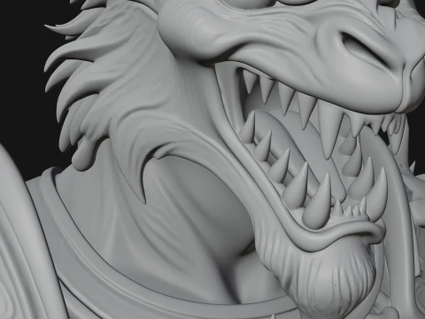Horned Dragon Demon Bust Statue Design 4 - 3D Print Model 3D Print Model