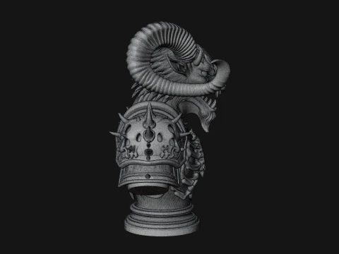 Horned Dragon Demon Bust Statue Design 4 - 3D Print Model 3D Print Model