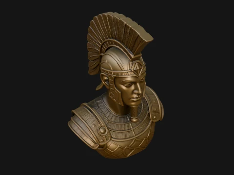 Egyptian Warrior Bust Statue Design 2 - 3D Print Model 3D Print Model