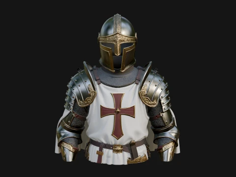 Crusader Knight Bust Statue Design 6 - 3D Print Model 3D Print Model